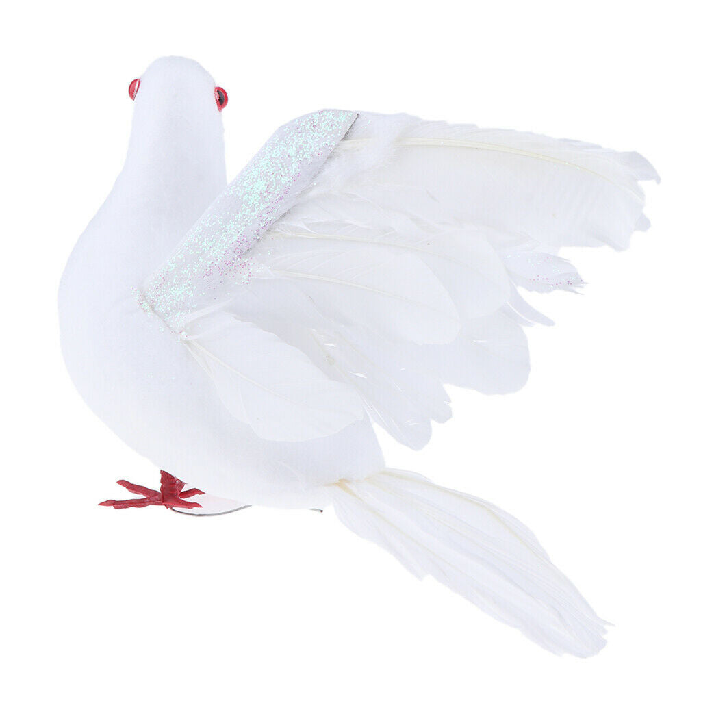 Simulation Artificial Feathered Doves Birds Weddings Decoration Ornament