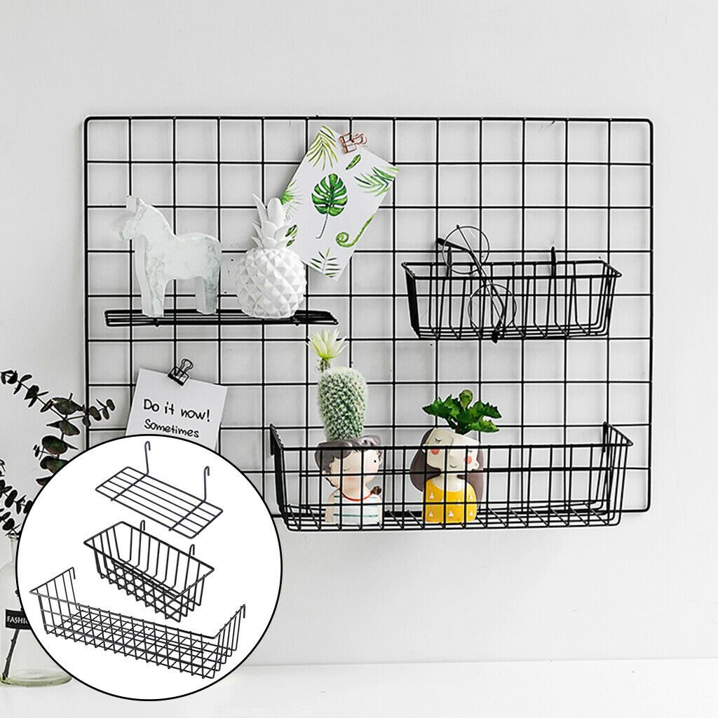 3x Hanging Iron Basket Batroom Bedroom Farmhouse Magazine Organizer Rack