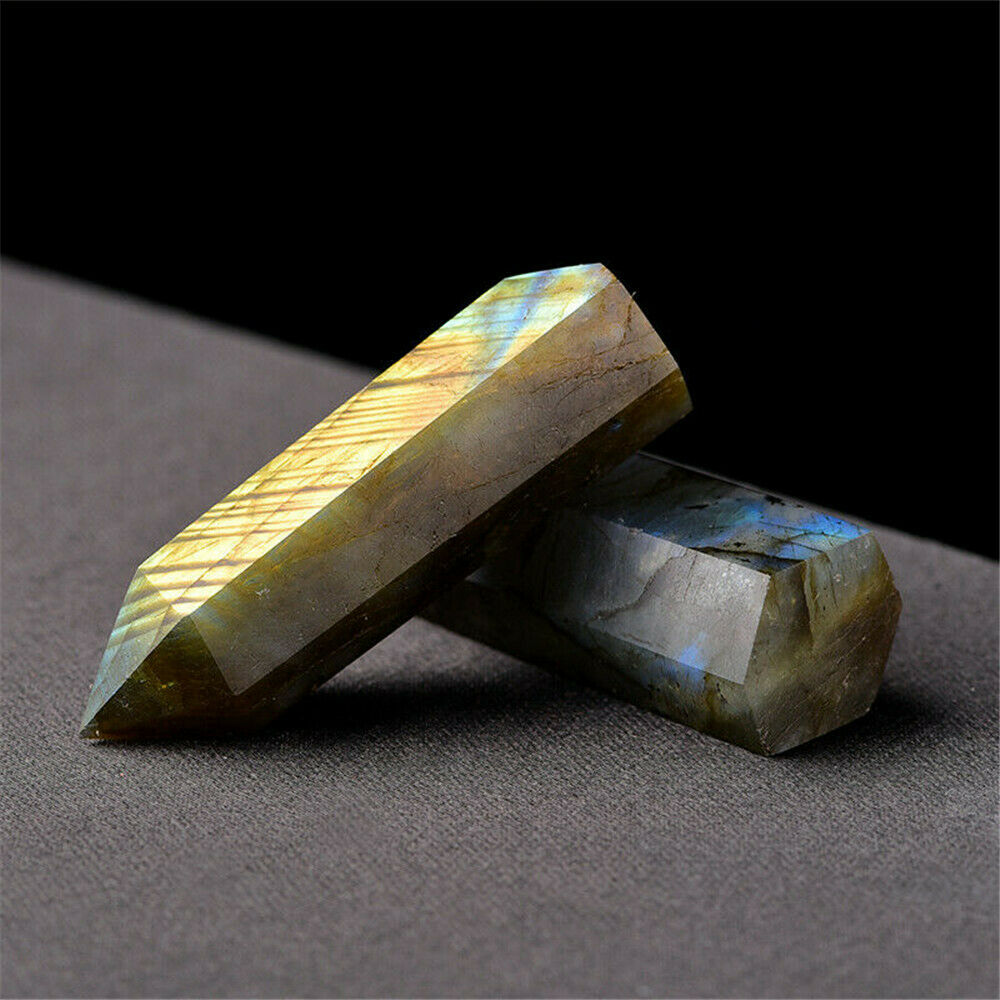 Natural Labradorite Moonstone Crystal Point Healing Stone Fluorite Wand Quartz