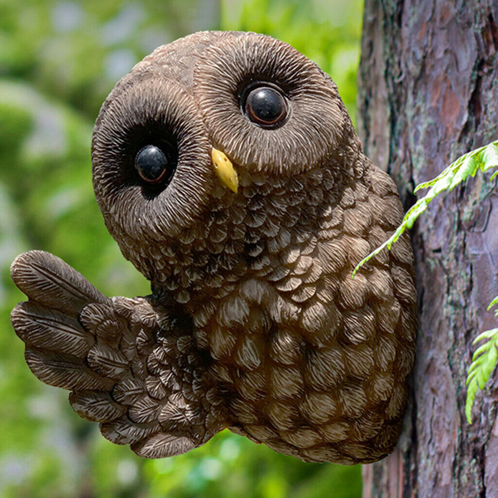 Owl Tree Hugger Garden Peeker Statues Gardening Decoration Decor Yard Art