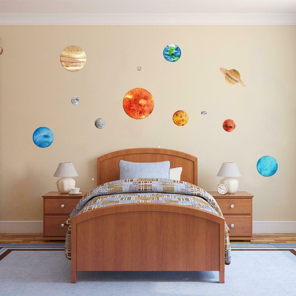 9pcs Planets Luminous Wall Stickers Waterproof DIY Kids Room Decor Gifts @