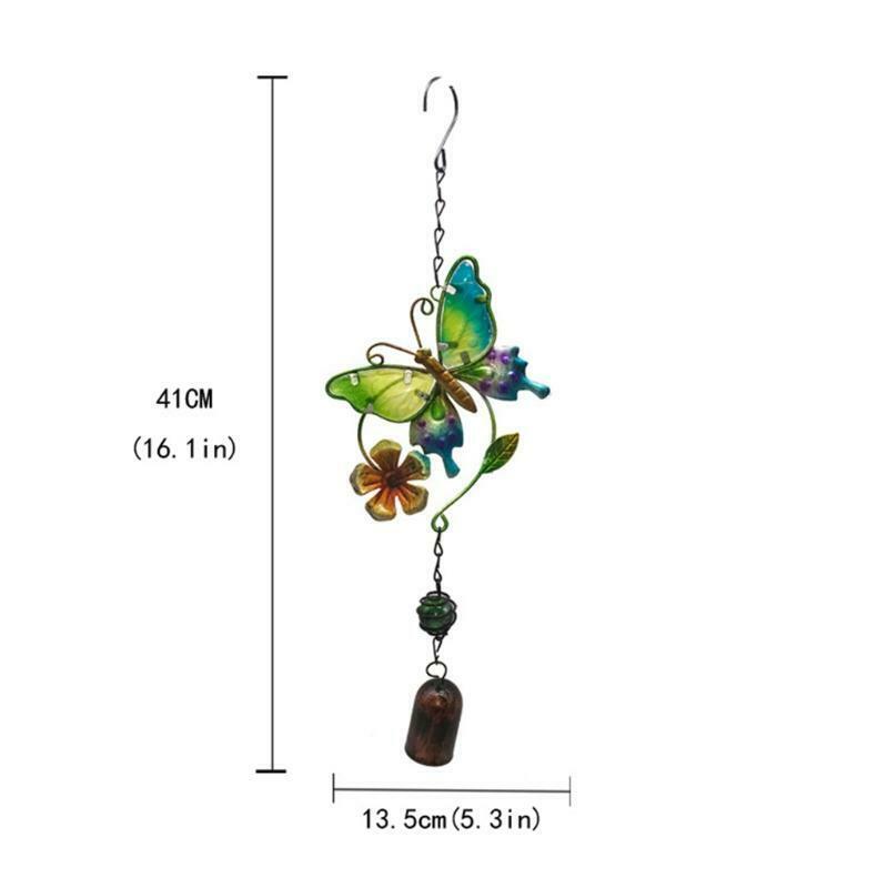 2pcs Indoor Outdoor Metal Wind Chimes Butterfly Painted Ornaments Window Pendant