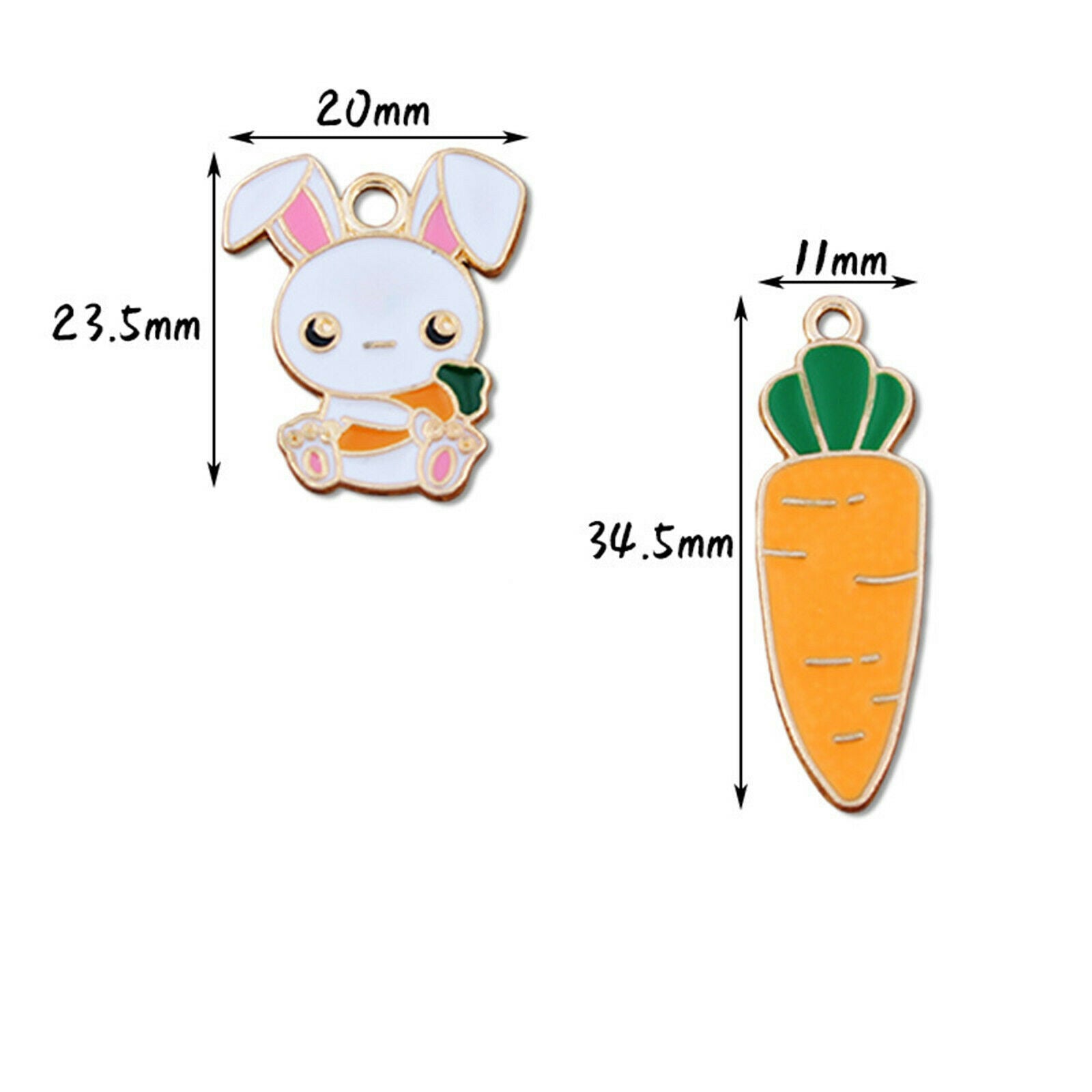 Mixed Lots Enamel Alloy Rabbit Carrot Pendant Charms Necklace Bracelet DIY 10PCS