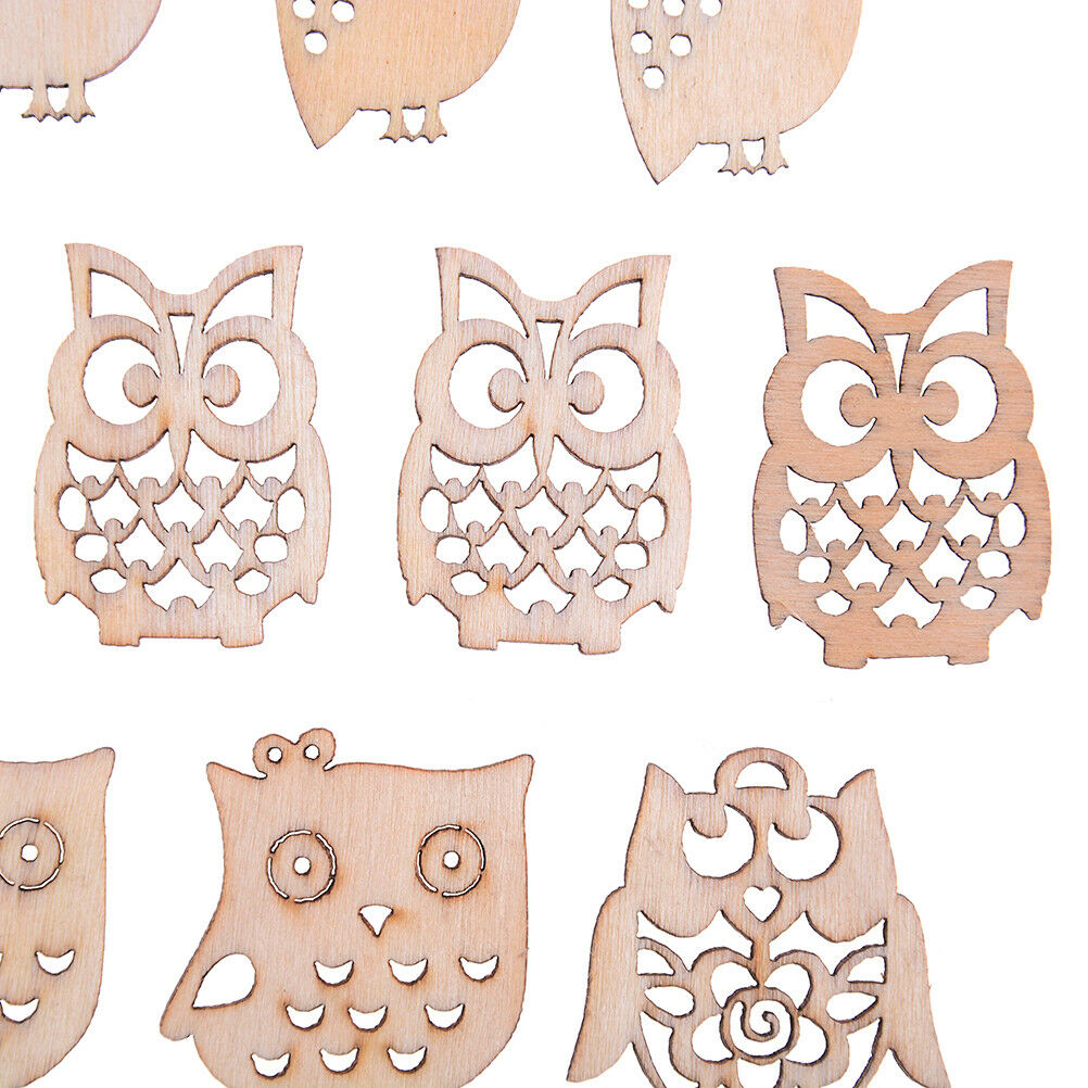 Sewing scrapbooking accessories mix natural owl shape wooden crafts handJ JfBDA