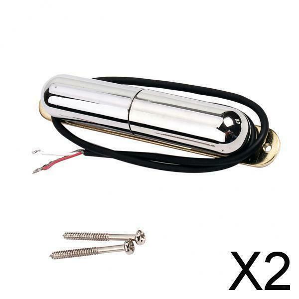 2X Lipstick Pickups Guitar Acoustic Electric Transducer Sensor Bridge Chrome
