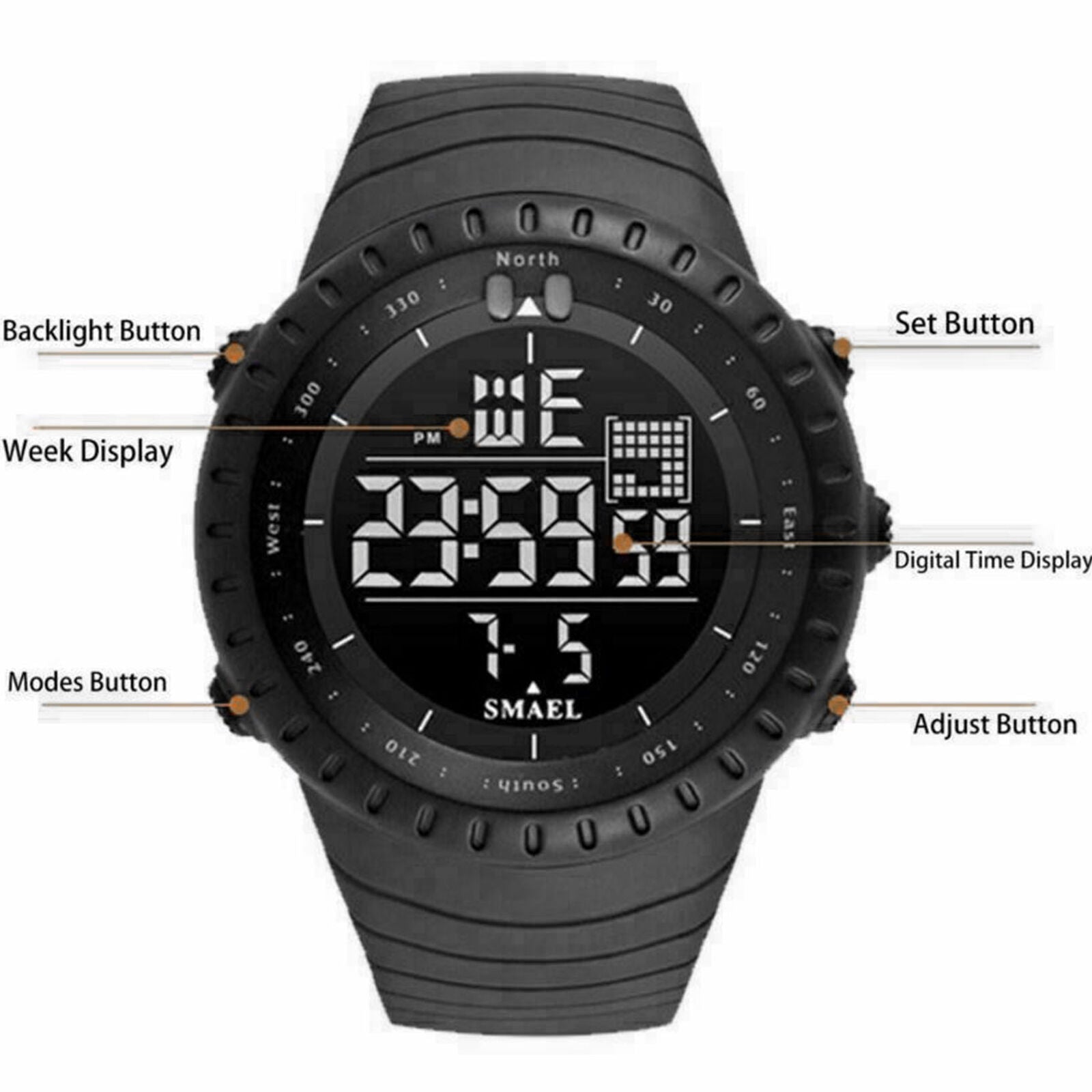 Calendar Sport Waterproof Military Army Men's Quartz Digital Sport Wrist Watch