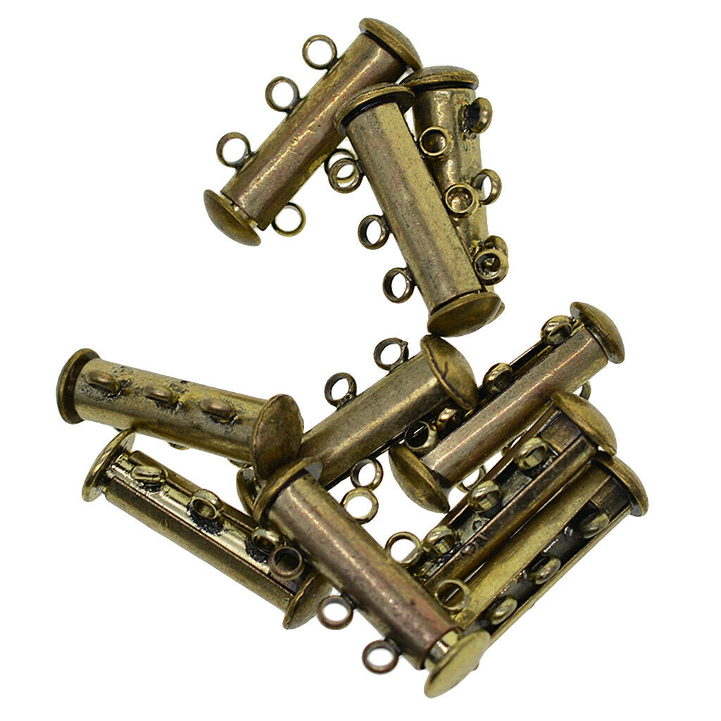10Pcs Multi Strand Slide Magnetic Tube Clasps For Necklace Bracelets Bronze