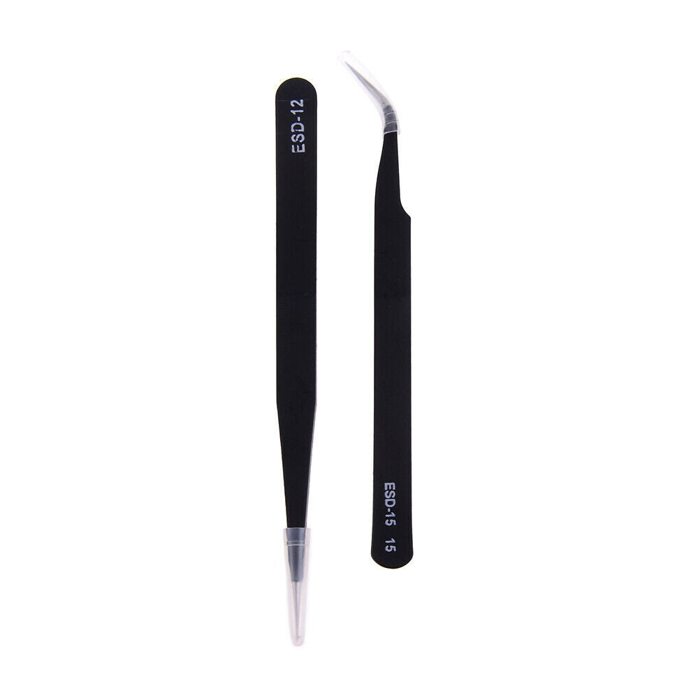 2pcs Anti-static Elbow and Straight Stainless Steel Tweezers Cake Mold .l8