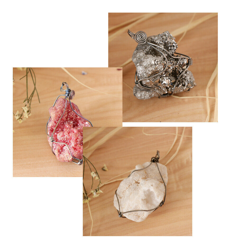 natural agate irregular pendant hand twisted wire around pendant White