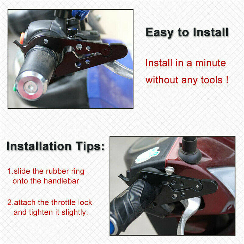 Motorcycle Cruise Control w/ Rubber Ring Hand Throttle Lock Assist Retainer