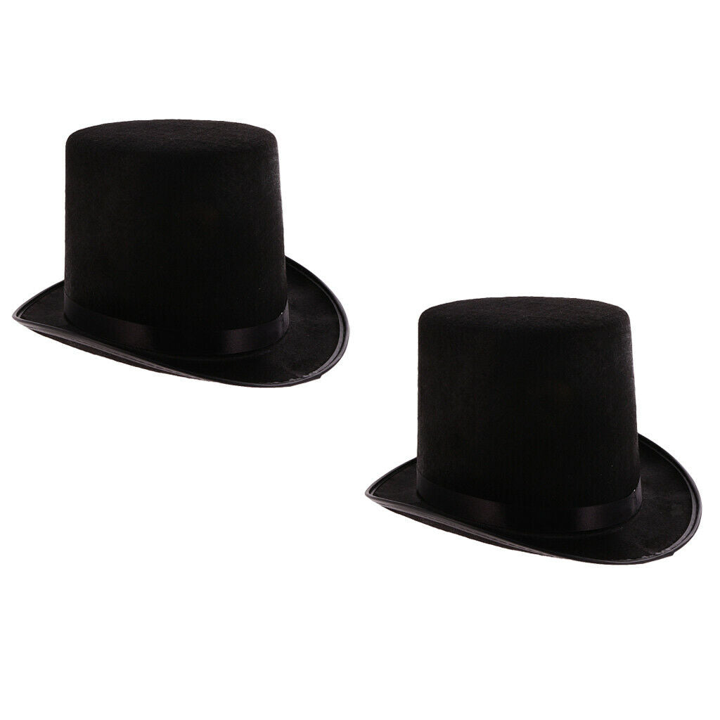 2 Pieces Novelty Black Top Hats for Women & Men - Magician Dress Up Hats
