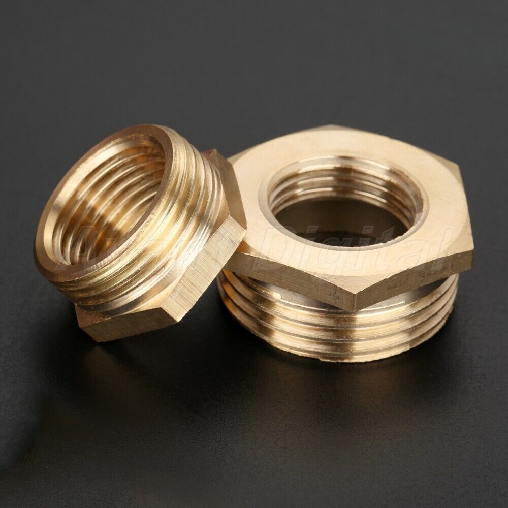2PCS Brass Hex Reducing Adapter 3/4" Male to 1/2" Female Pipe Forting Couplers