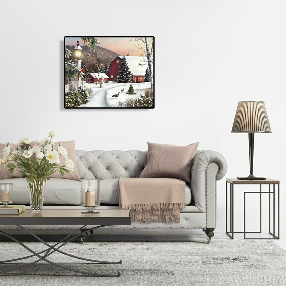 Snow 5D Full Square Drill Diamond Painting DIY Picture for Christmas Decor @