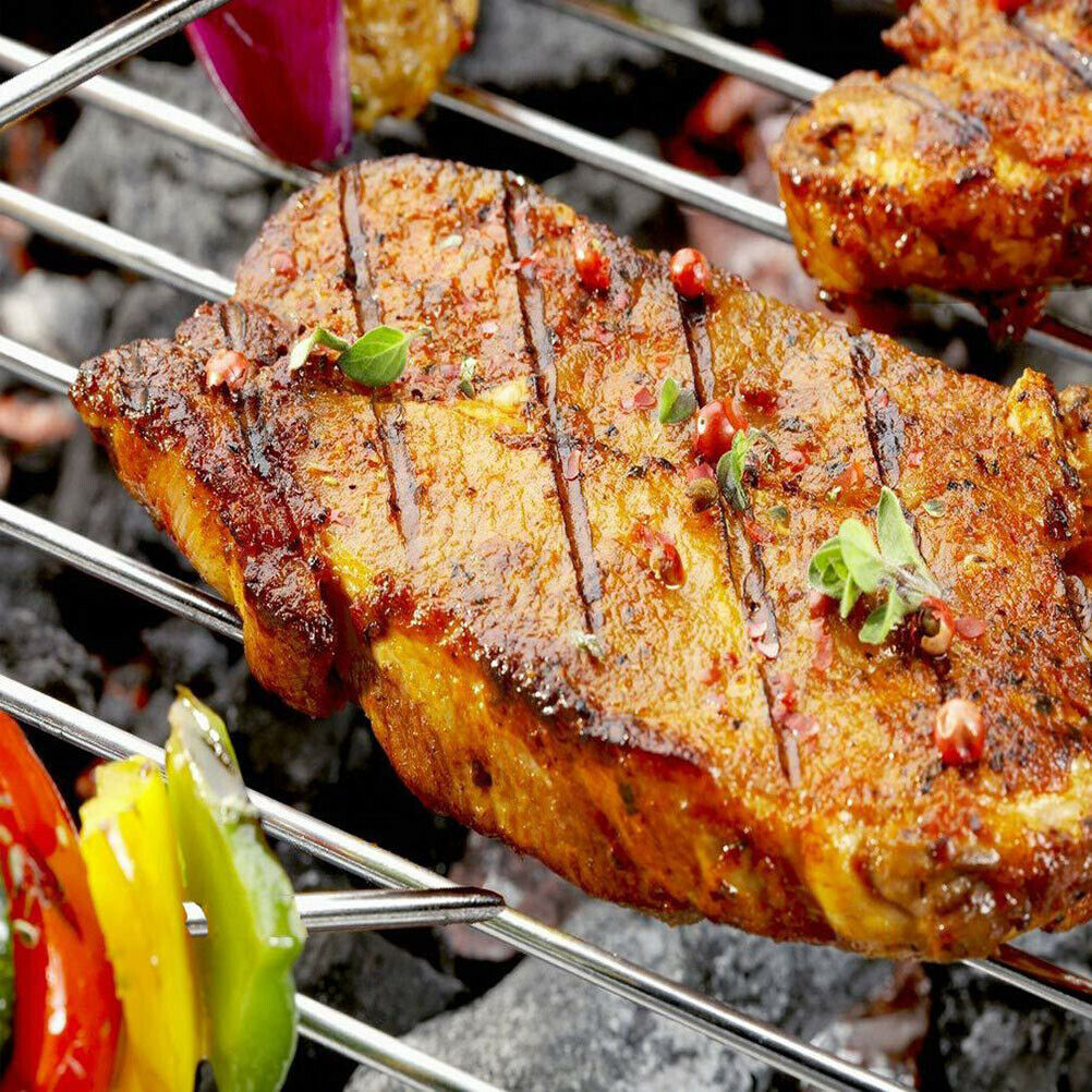 1Pcs Baking Tray Skewers Air Fryer Stainless Steel Holder BBQ Rack Double-deck