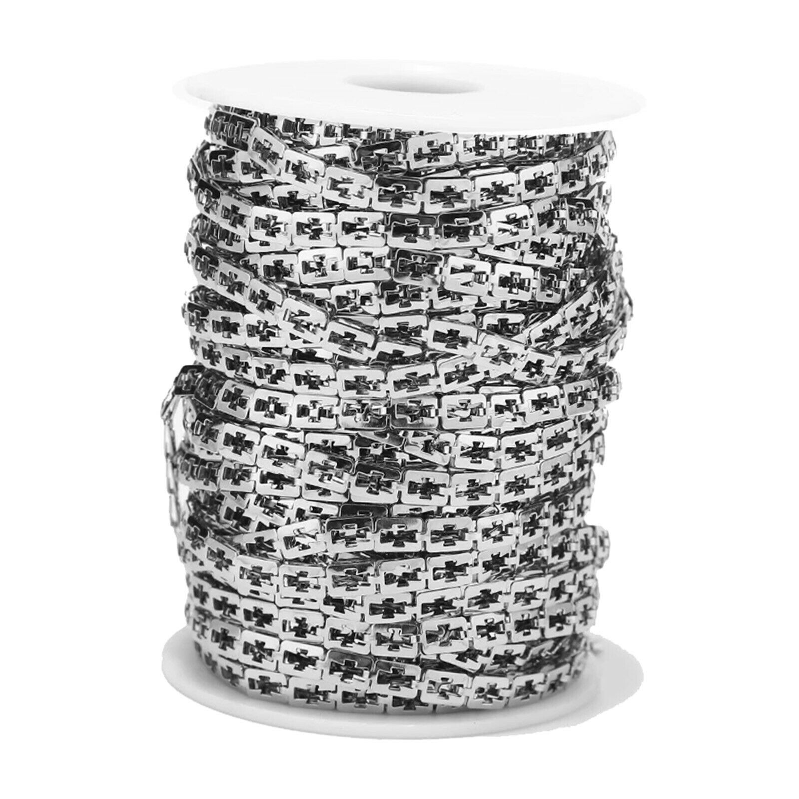 Metal Cable Chain with Spool Flat Hollow out Cross Chains for DIY Necklace
