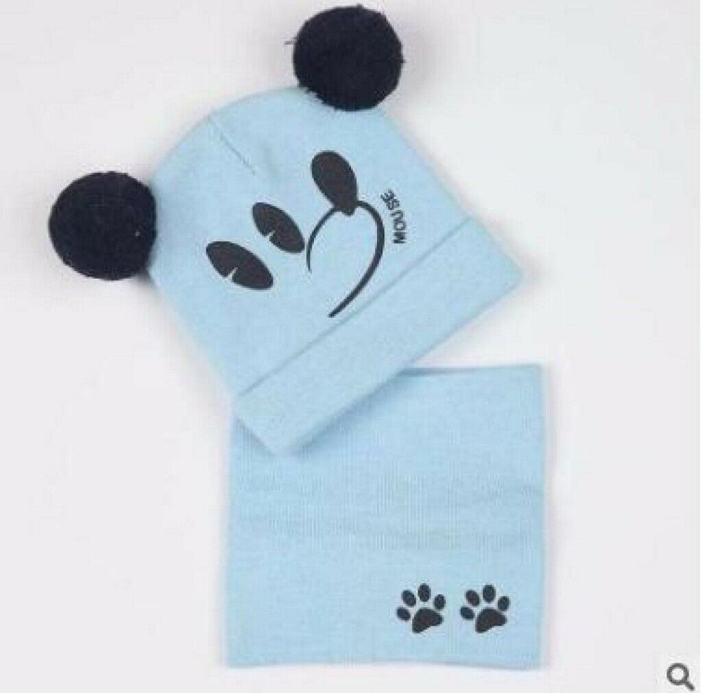 New born Kids Baby Boy Girl Pom Hat Winter Warm Knit Bobble Beanie Cap Scarf Set