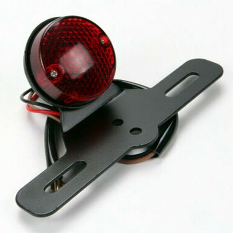 Universal Motorcycle LED Retro Red Rear Tail Brake Stop Light Lamp with LicensR7