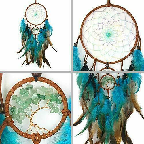 Dream Catcher Blue Tree of Life with Feathers Handmade Indians Traditional