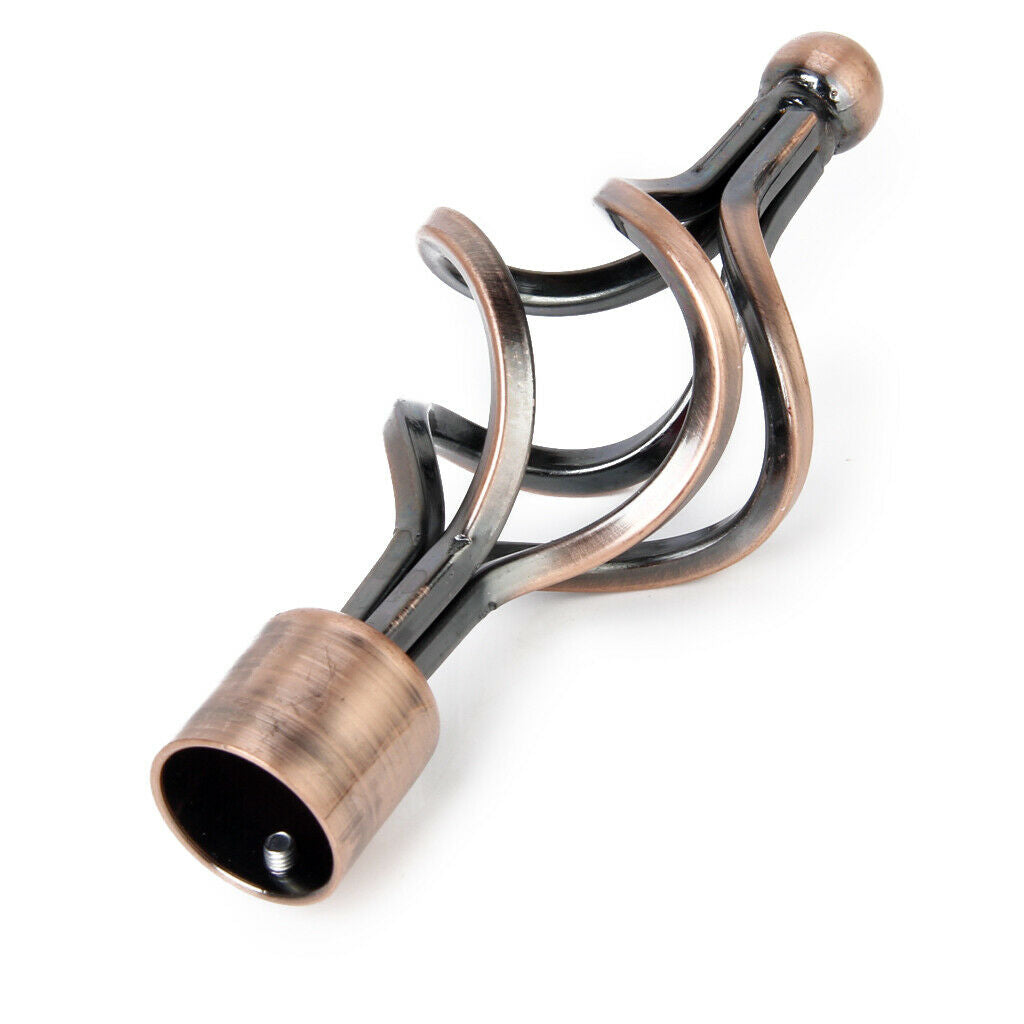 2Pcs Window Curtain Rod End Drapery Pole Rail Decorative Heads Twist#Copper