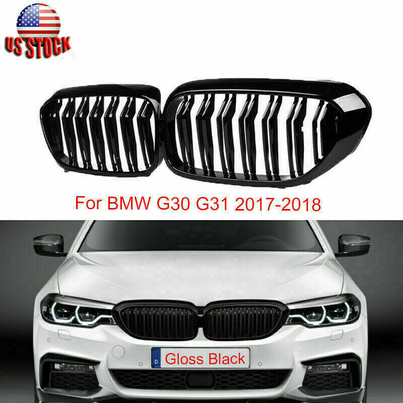 Pair Front Bumper Kidney Grilles Grills Hoods For BMW G30 G31 530i 540i 2017-18