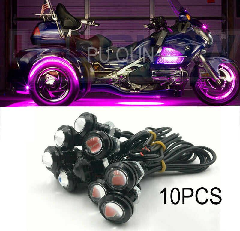 10pcs Small Pink LED Black DOME Motorcycle-Chopper-Bobber Turn Signal Lights
