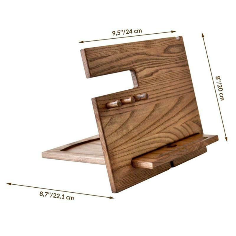 Wooden Cell Phone Stand Wood Mobile Base Charging Watch Organizer Tray for Gifts