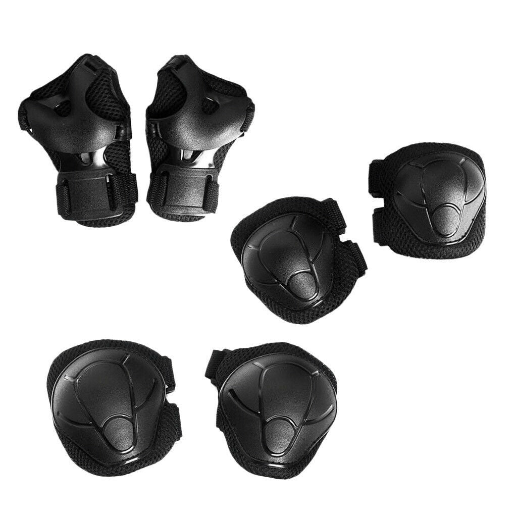 6 Kids/Youth Knee Pad Elbow Pads Helmet Guards for Cycling Skateboard Black