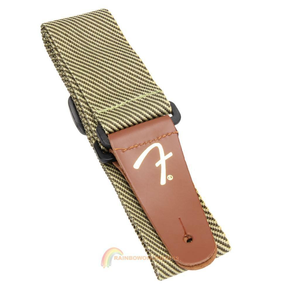 Adjustable Polyester Strap Leather End Acoustic Tweed Electric Bass Guitar Belt