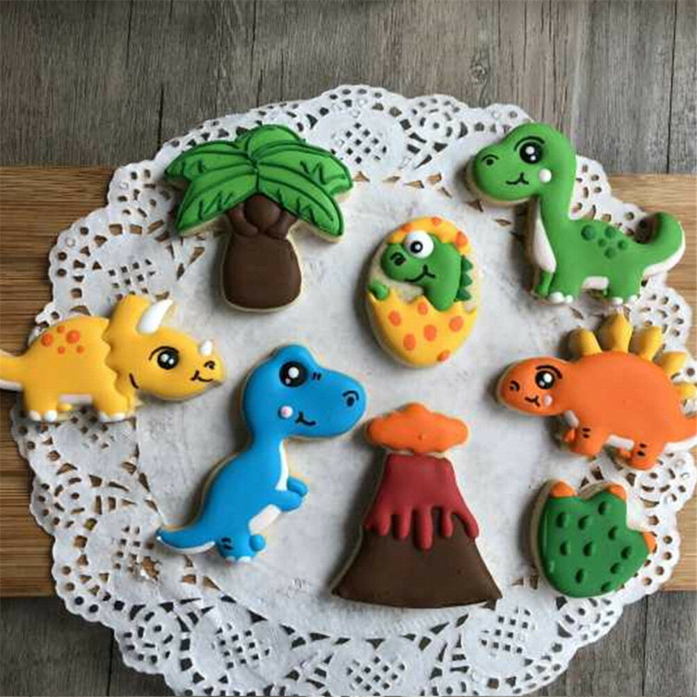 8pcs dinosaur volcano Cutter Sugarcraft Cake Decorating Cookies Pastry Mou.l8