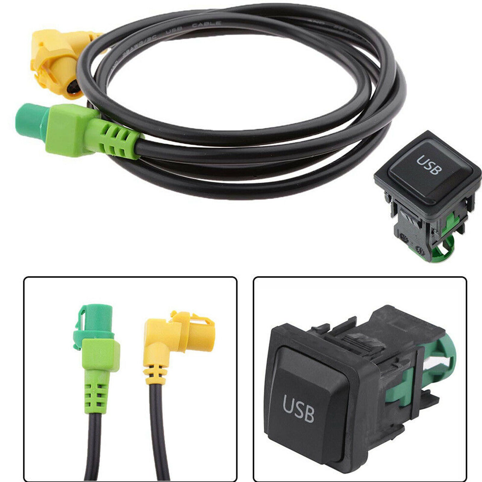 USB Car Switch Socket with Cable for RCD510 RCD310 VW Golf/GTI/R MK5 MK6 Jetta