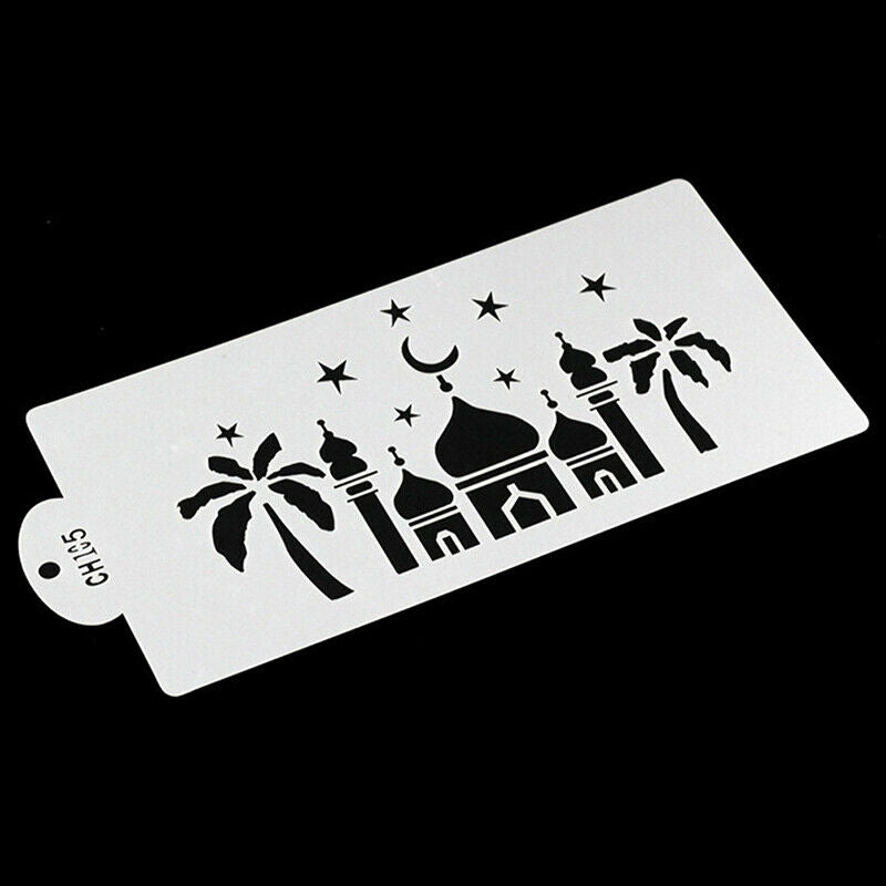 1pc Eid Mubarak Ramadan Cake Template Coffee Spray Stencil DIY Fondant tool