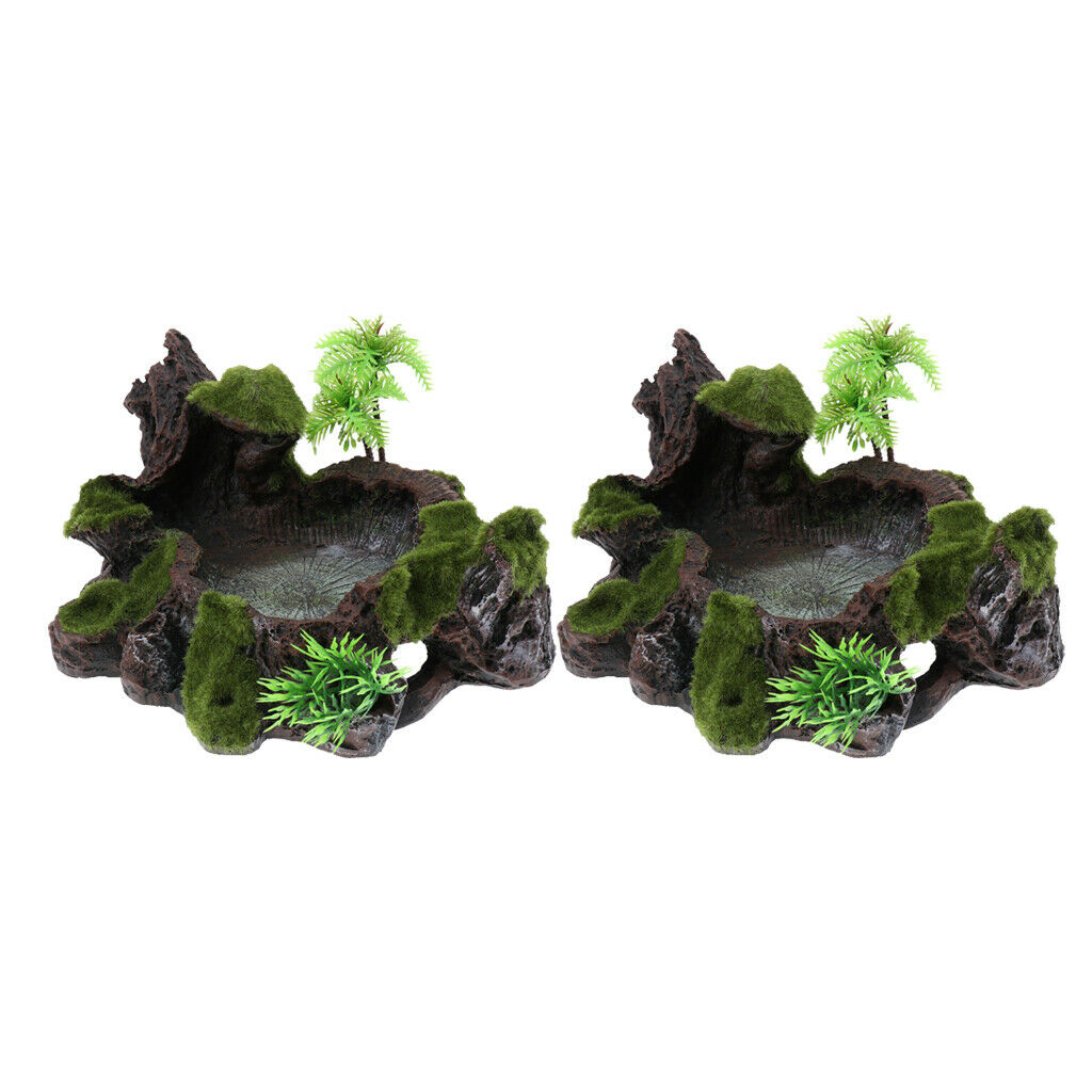 2x Reptile Water Lizards Turtle Feeder Dish for Reptile Bearded Dragons