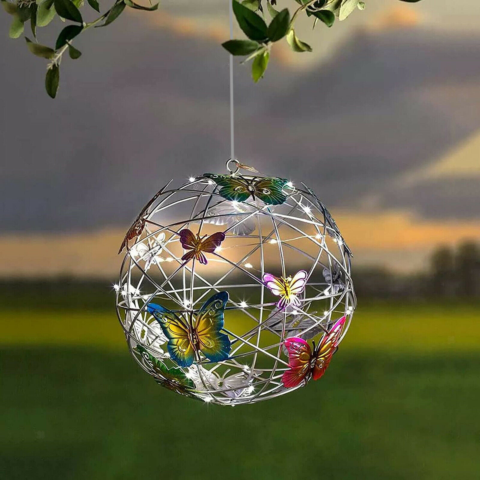 LED Hanging Solar Lights with Hook Lantern Patio Party Hang Lamp Hang Decor