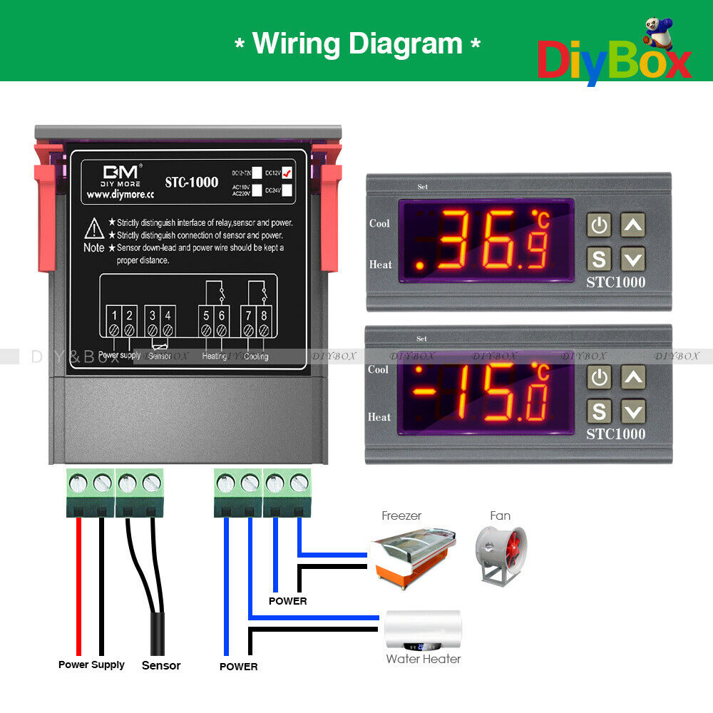 STC-1000 Digital DC 12V Temperature Controller Thermostat Aquarium Sensor w/ NTC