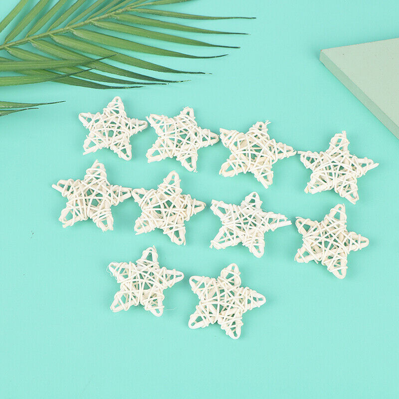 10Pcs DIY Indonesian Vine White Rattan Star Christmas Decoration Woven Wrea DF