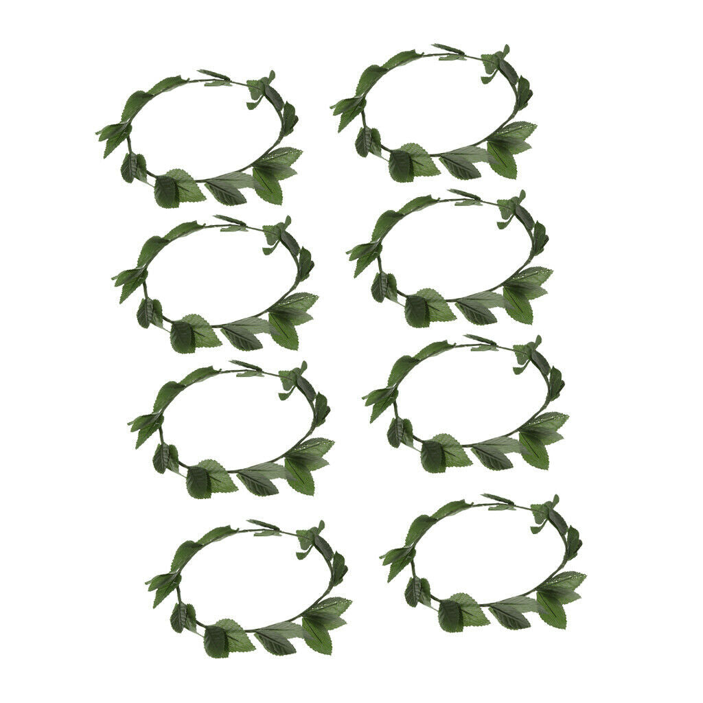 8 Pieces Green Leaves Headband Roman Goddess Laurel Wreath Costume Woman