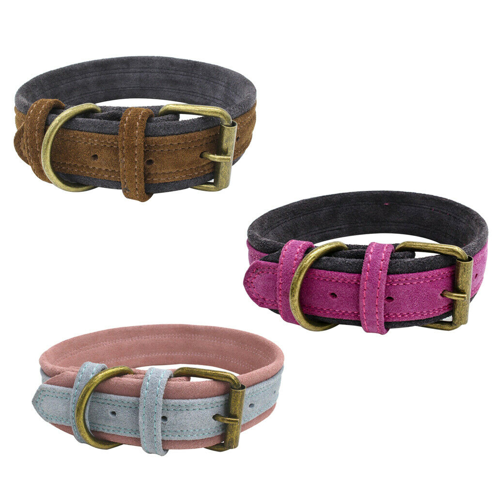 Traditional Brown/Red/Blue Adjustable Leather Pet Dog Collar Brown