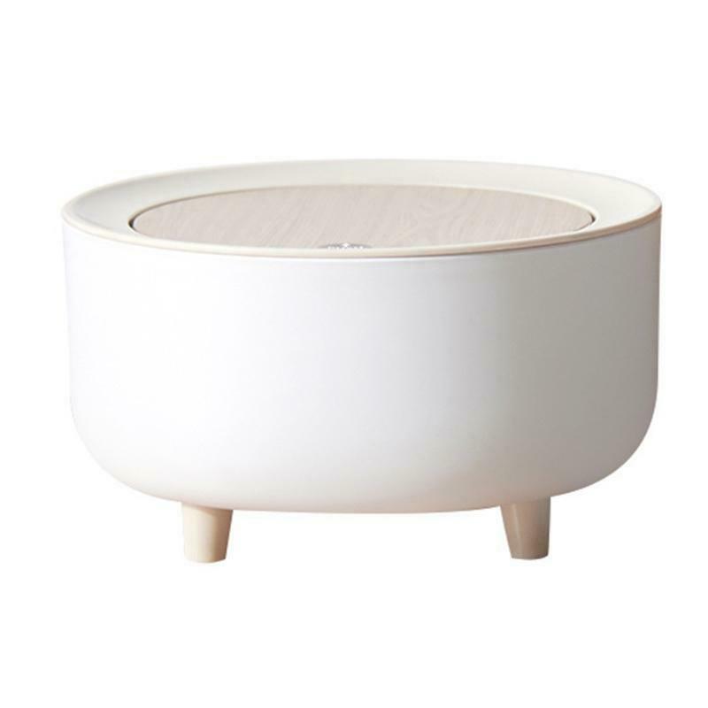 Nordic Mini Trash Can with Elasticity Press Lid Cover High Foot Waste Basket Bin