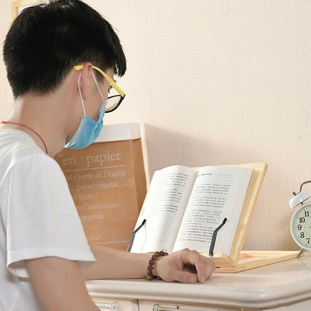 Wood book holder with 4 Adjustable Height/ Book Stand/Reading Rack For Books NEW