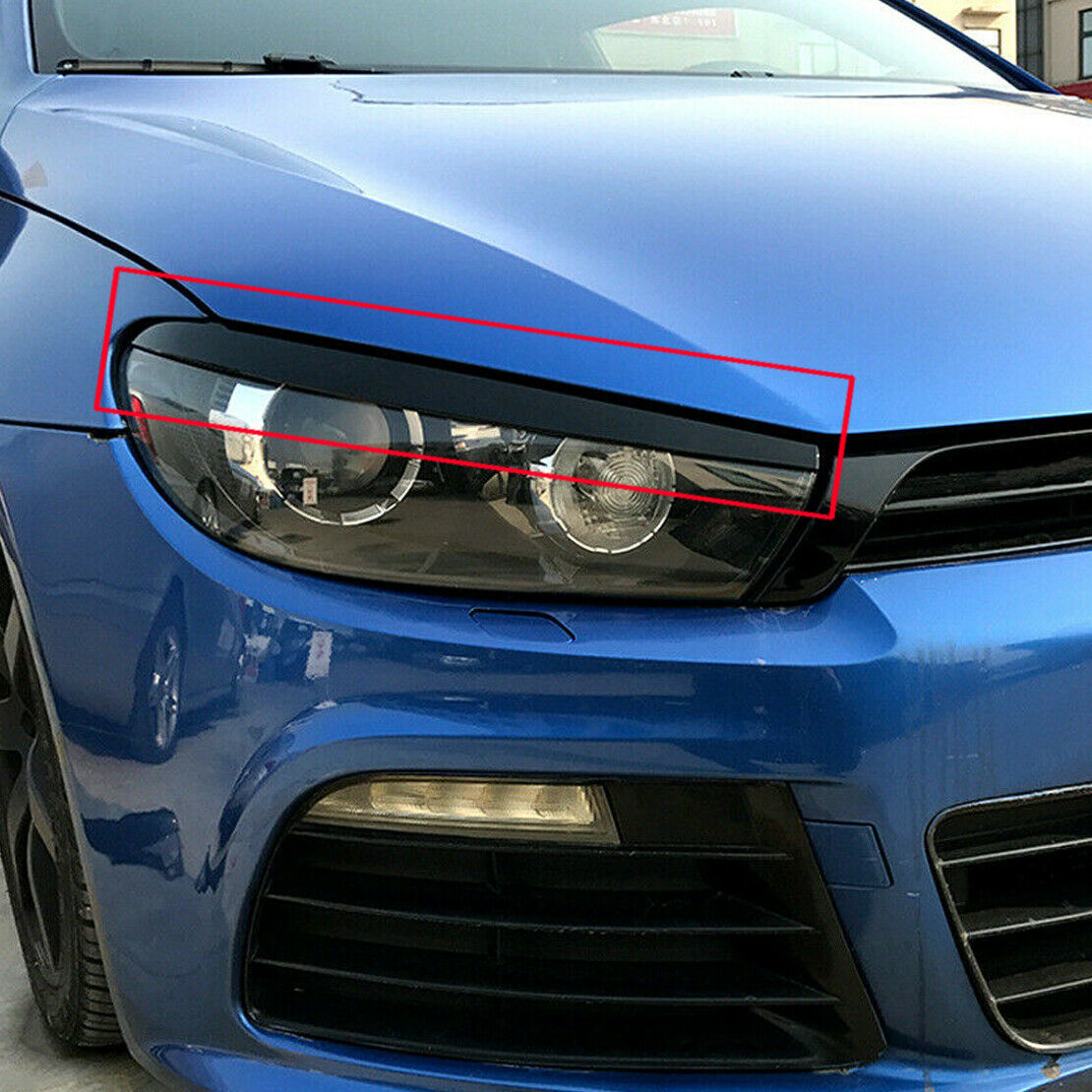 Black Head Light Lamp Eyebrow Eyelid Cover Trim Fit for VW Scirocco 09-17 Atn