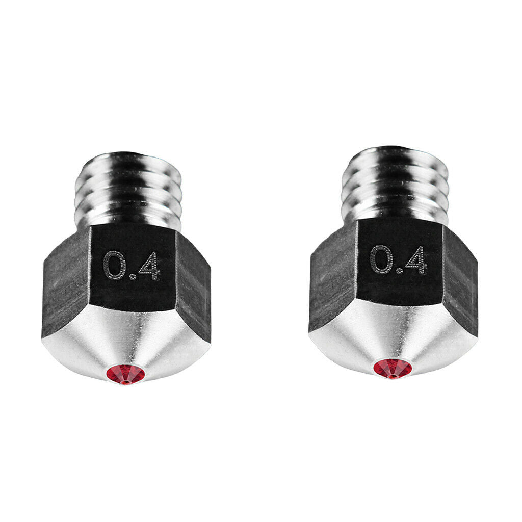 2x MK8 Titanium Steel Rubin Nozzle 0.4mm Extruder Ruby Nozzle Replacement