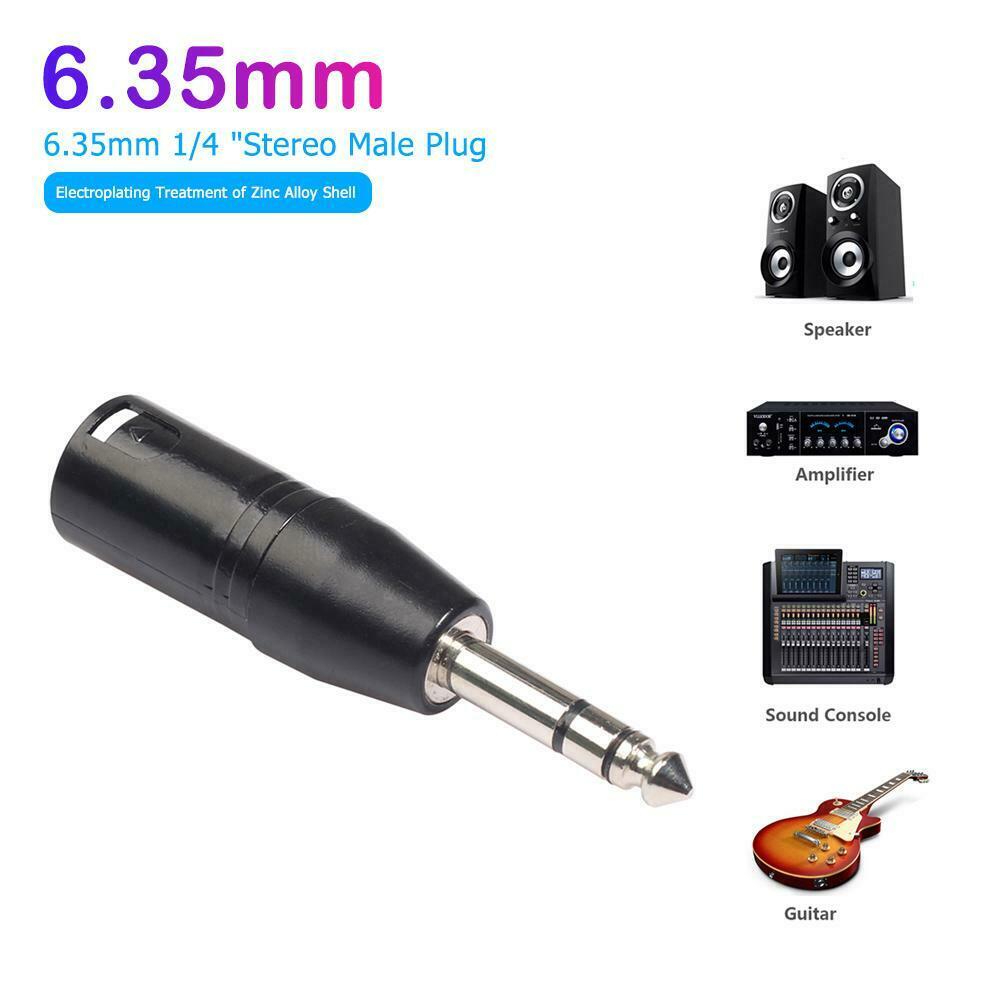Male 3-Pin XLR to Male 1/4 inch 6.35mm Stereo Jack Connector Audio Adapter @