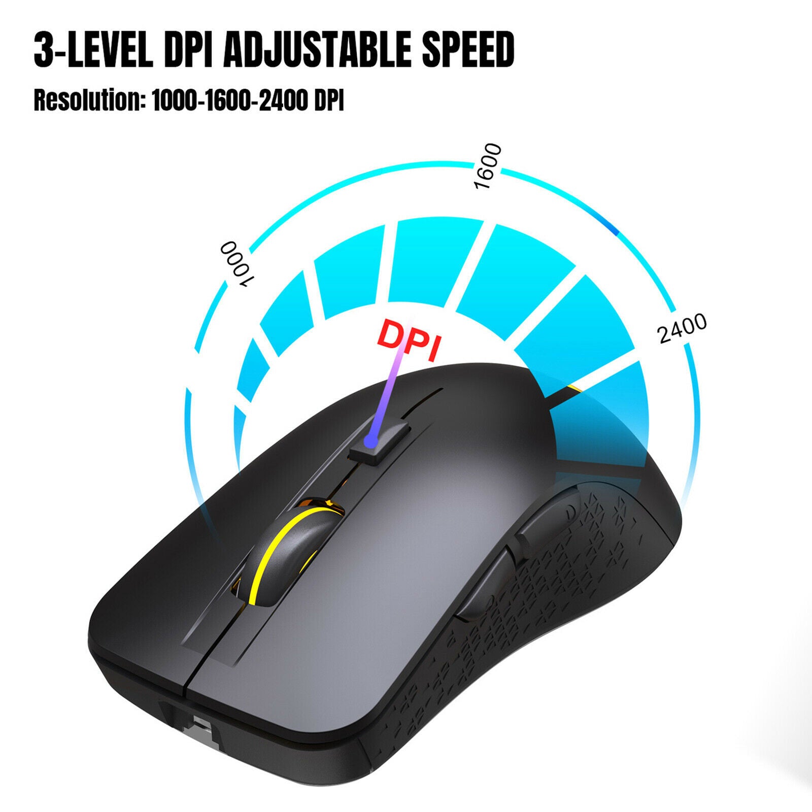 Dual Modes 2.4G Bluetooth 5.1 Mouse for Laptop PC 500mAh 3 Adjustable DPI