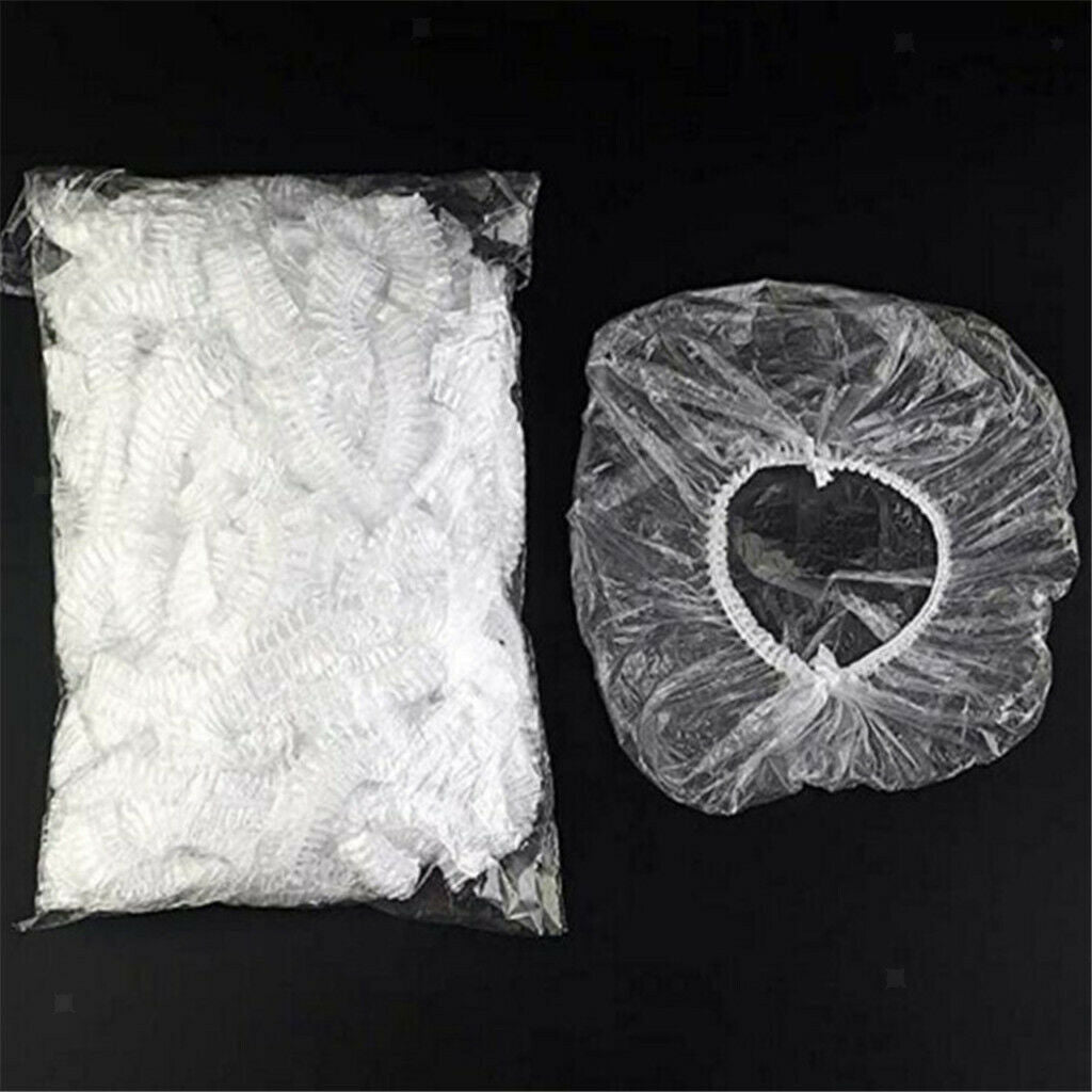 100x Disposable Shower Caps Bathing Elastic Clear Hair Care Waterproof Hat Cover