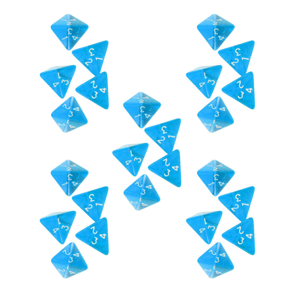 Pack Of 25 Acrylic 2cm Four Sided Triangle Dice D4 For DND MTG RPG Roleplay
