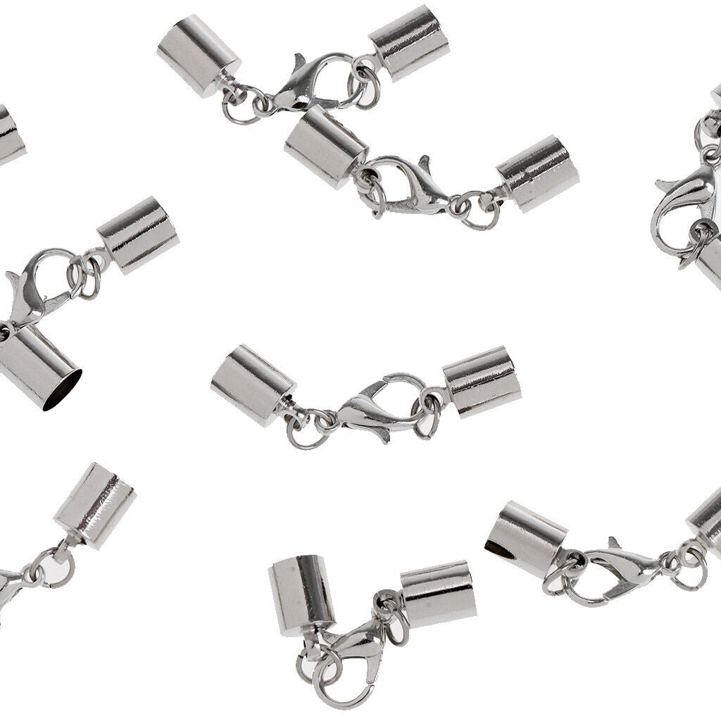10Pcs Cord End Caps Buckles Lobster Clasps for Necklace Jewelry Findings