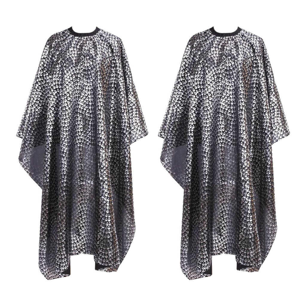 2pcs Waterproof Cloth Hair Cutting Capes Gowns Barber Shop Gown Apron Black