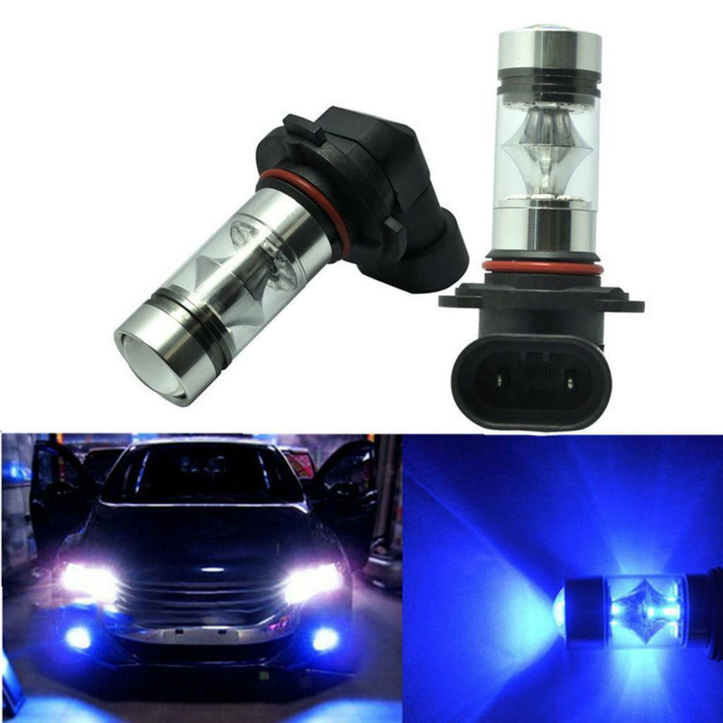 Pair 9145 H10 100W 10000K Blue LED Projector DRL Fog Driving Light Bulb lamp