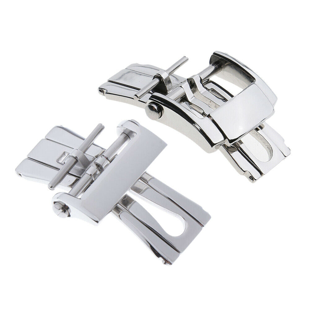 2Pcs Stainless Steel Butterfly Deployment Clasp Watch Deployant Buckle Folding