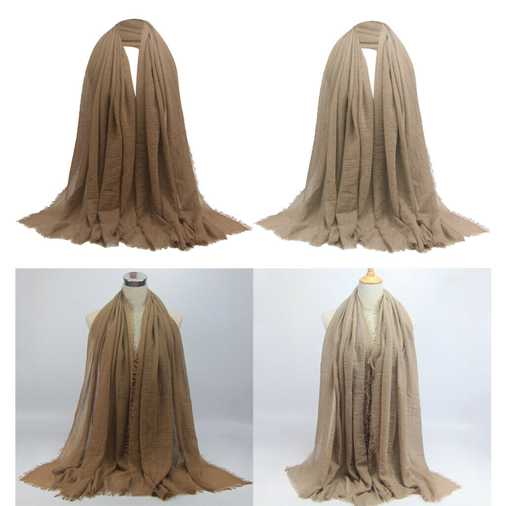 2pcs Womens Cotton Long Scarf Crinkle Hijab Hijab Head Scarf Neck Wrap